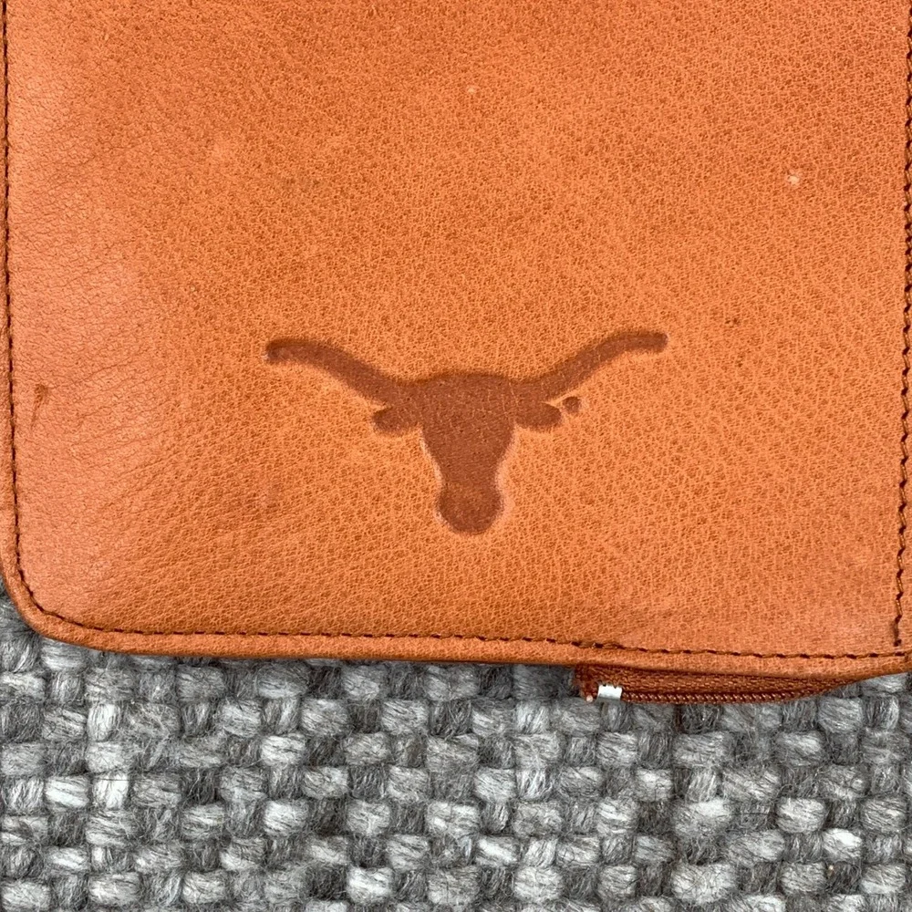 Unbranded Travel Wallet Unisex OS Brown Leather Longhorn Logo Zip Organizer
